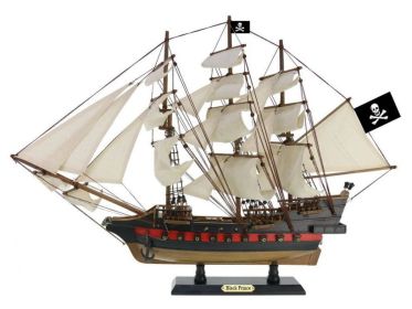 Wooden Ben Franklin's Black Prince White Sails Limited Model Pirate Ship 26