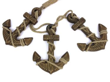 Wooden Rustic Decorative Triple Anchor Set 7