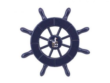 Dark Blue Decorative Ship Wheel With Seagull 6