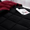 Traditional Microfiber Reversible 3 Piece Comforter Set in Black/Maroon