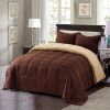 Traditional Microfiber Reversible 3 Piece Comforter Set in Brown