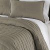 Modern Brick Stitch Microfiber Reversible 3 Piece Comforter Set in Taupe