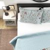 2 Piece Farmhouse Blue Teal Floral Vines Cotton Reversible Quilt Set