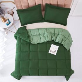 Traditional Microfiber Reversible 3 Piece Comforter Set in Green (size: Full/Queen)