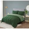 Traditional Microfiber Reversible 3 Piece Comforter Set in Green