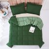 Traditional Microfiber Reversible 3 Piece Comforter Set in Green