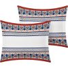 4 Piece Cotton Blue White Boho Geometric Reversible Quilt Set