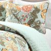 3 Piece FarmHouse Teal Floral Cotton Reversible Quilt Set