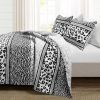 Animal Print Zebra Leopard Black White Lightweight Reversible Quilt Set