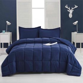 Navy 3 Piece Microfiber Reversible Comforter Set (size: Twin)