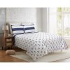 2 Piece Nautical Stripped/Anchors Reversible Microfiber Quilt Set Navy