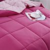 Traditional Microfiber Reversible 3 Piece Comforter Set in Pink