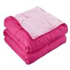 Traditional Microfiber Reversible 3 Piece Comforter Set in Pink