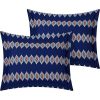 4 Piece Cotton Blue White Boho Geometric Reversible Quilt Set