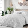 All Season Pleated Hypoallergenic Microfiber Reversible 3 Piece Comforter Set in White