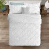 All Season Pleated Hypoallergenic Microfiber Reversible 3 Piece Comforter Set in White