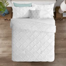 All Season Pleated Hypoallergenic Microfiber Reversible 2 Piece Comforter Set in White (size: Twin)