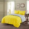 Traditional Microfiber Reversible 3 Piece Comforter Set in Yellow/Light Gray