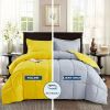 Traditional Microfiber Reversible 3 Piece Comforter Set in Yellow/Light Gray