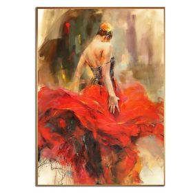 Ha's Art Handmade Abstract Oil Painting Wall Art Modern Beautiful Dancing Girl Picture Canvas Home Decor For Living Room Bedroom No Frame (size: 90x120cm)