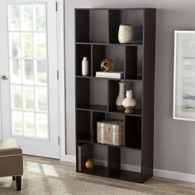 12 Cube Shelf Bookcase; Espresso and White (Color: Espresso)