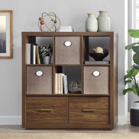 6 cube storage bookcase organizer with drawers in various finishes (Color: walnut color)