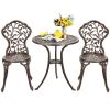 Patio Balcony Stylish Cast Aluminum Bistro Bar Table  Chair 3 Pcs Set