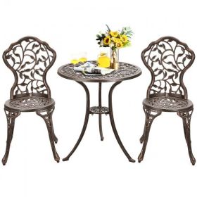 Patio Balcony Stylish Cast Aluminum Bistro Bar Table  Chair 3 Pcs Set (Color: As show the pic, size: 24 Inch)