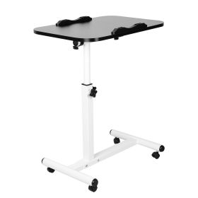 Rolling Laptop Table Portable Computer Desk Movable Table with Adjustable Height Tilting Angle (Color: Black)