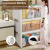 3Pcs Foldable Storage Bins with Lid Front Magnetic Door Collapsible Stackable Closet Organizer Containers with 4Pcs 360¬∞ Rotatable Wheels 8Pcs Small