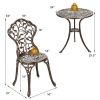 Patio Balcony Stylish Cast Aluminum Bistro Bar Table  Chair 3 Pcs Set